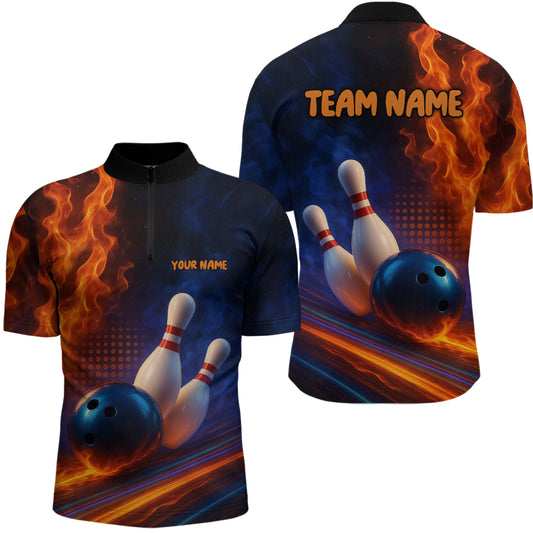 Custom Bowling Polo Shirts 3D for Men Bowling Jersey Polo & Quarter-Zip Gift QZT746