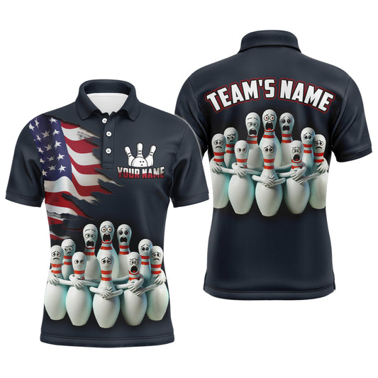 Personalized Bowling Shirt  American Bowling Jersey for Men Polo Bowling Team League QZT402