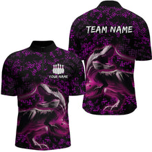 Load image into Gallery viewer, Custom Purple Bowling Shirt Sauropod Bowling Jersey Quarter Zip Bowling League QZT632