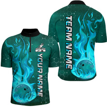 Load image into Gallery viewer, Custom Flame Bowling Shirts Bowling Jersey for Men 1/4 Zip Bowling Uniform QZT447