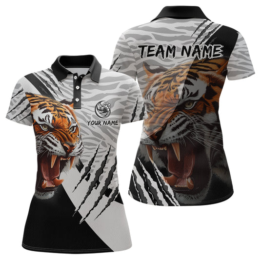 Black & White Bowling Shirt Tiger Bowling Team Jersey Polo Bowling for Men & Women QZT641