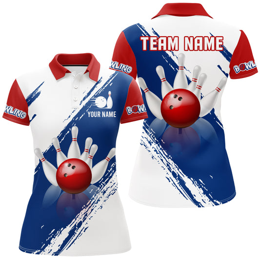 Personalized US Bowling Team Shirts for Women Polo Bowling Jersey Patriotic QZT491