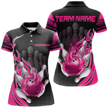 Load image into Gallery viewer, Personalized Flame Bowling Shirts Women Bowling Team League Polo Bowling QZT410