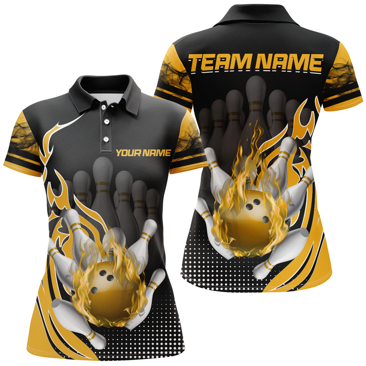 Personalized Flame Bowling Shirts Women Bowling Team League Polo Bowling QZT410