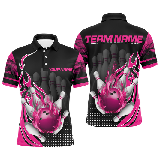 Personalized Flame Bowling Shirts Men Bowling Team League Polo Bowling QZT410