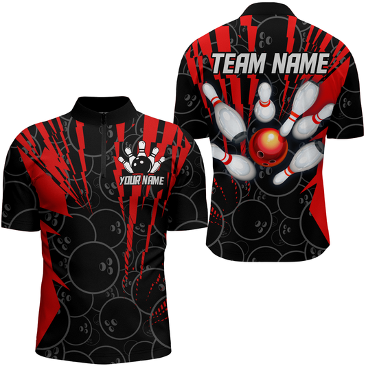 Custom Bowling Shirts Camo Bowling Jersey 1/4 Zip Shirt for Men Bowling QZT415