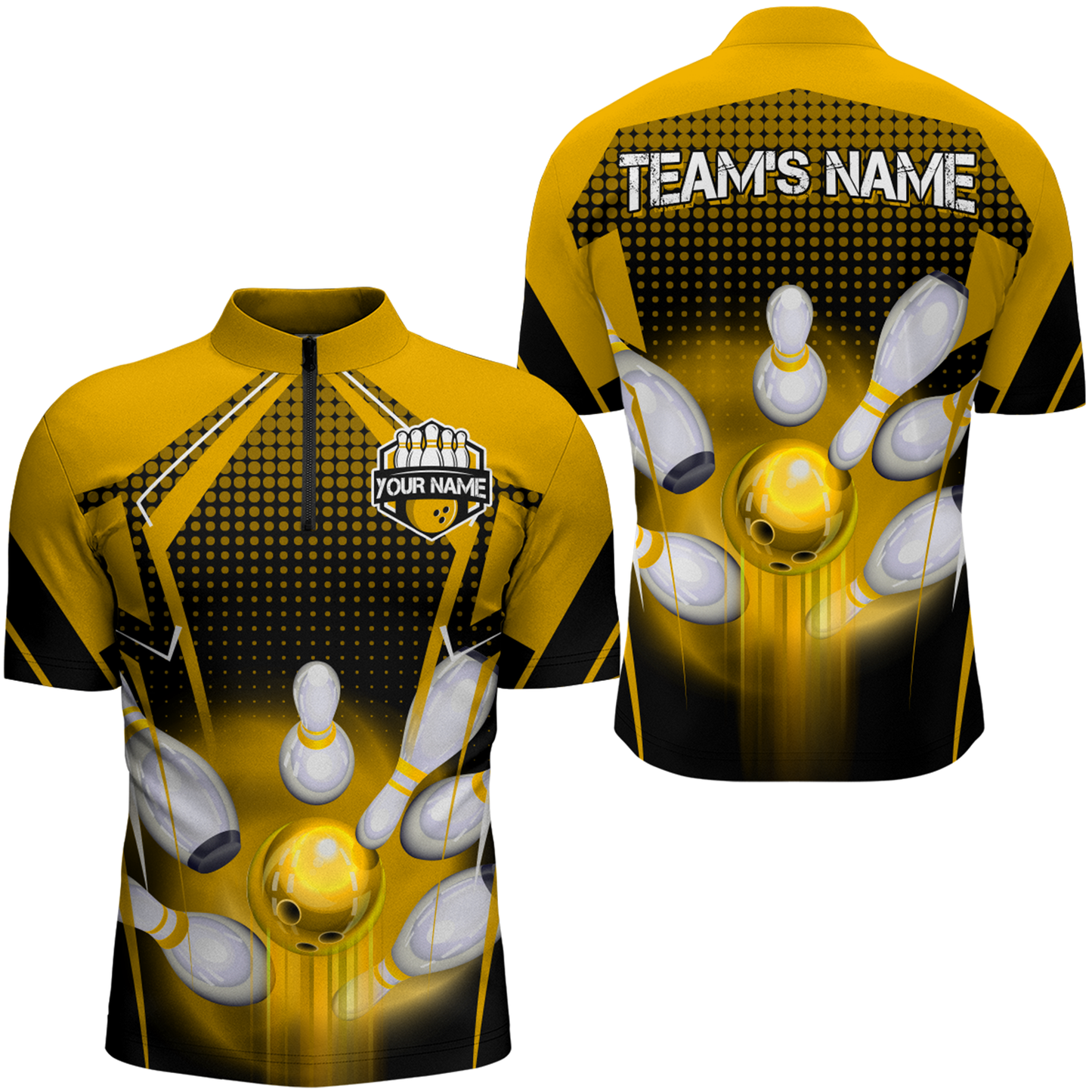 Personalized Bowling Shirts for Men 1/4 Zip 3D Bowling Team League Bowling Gifts QZT423
