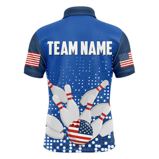 Navy Bowling Shirt Customized Polo Shirt for Men Bowling Team with Name QZT271