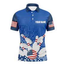Load image into Gallery viewer, Navy Bowling Shirt Customized Polo Shirt for Men Bowling Team with Name QZT271