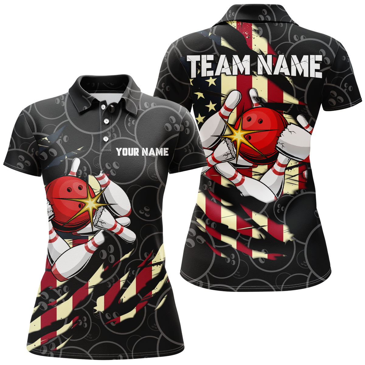 Personalized Bowling Shirts for Women Polo Bowling Jersey American Bowling QZT438