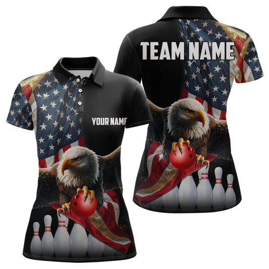 Custom Eagle Bowling Team Jersey American Bowling Polo Shirt for Men Women QZT636