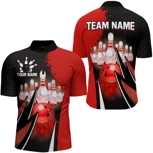 Personalized Bowling Shirts for Men 1/4 Zip Bowling Team Jersey QZT440