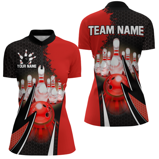 Personalized Bowling Shirts for Women 1/4 Zip Bowling Team Jersey QZT440