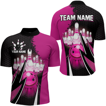Personalized Bowling Shirts for Men 1/4 Zip Bowling Team Jersey QZT440