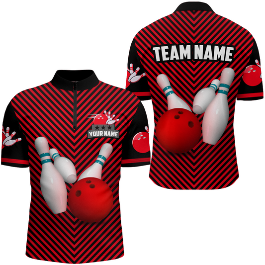 Personalized Bowling Shirt for Men 1/4 Zip Bowling Jersey Bowling Team League QZT239