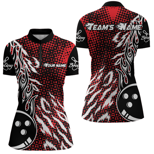 Personalized 3D Women's Bowling Team Jersey Bowling Shirt American Bowling Quarter-Zip Shirt QZT43-8