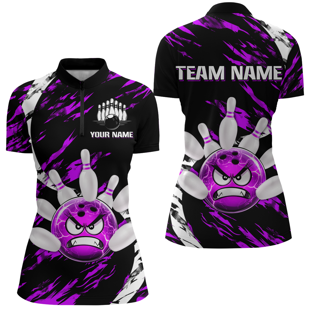Women's Bowling Shirt Custom Bowling Jersey 1/4 Zip Bowling Multicolor Team Shirts QZT483