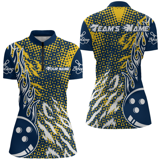 Personalized 3D Women's Bowling Team Jersey Bowling Shirt American Bowling Quarter-Zip Shirt QZT43-8