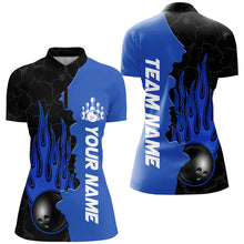 Load image into Gallery viewer, Blue Flame Bowling Quarter Zip Shirts Men &amp; Women Custom Bowling Team League Jerseys BDT471