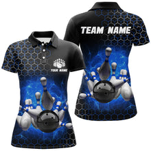 Load image into Gallery viewer, Personalized Blue Bowling Jersey Men and Women Custom Bowling Polo Shirt Team BDT490
