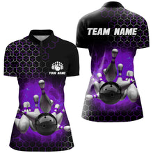 Load image into Gallery viewer, Personalized Purple Bowling Jersey Men and Women Custom Bowling Quarter-Zip Shirt Team BDT490