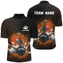 Load image into Gallery viewer, Personalized Orange Bowling Jersey Men and Women Custom Bowling Quarter-Zip Shirt Team BDT490