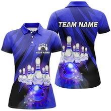 Load image into Gallery viewer, Custom Blue Bowling Shirt For Couple Bowling Team Jersey Men Women Bowler Gift BDT501