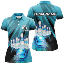 Load image into Gallery viewer, Custom Turquoise Bowling Shirt For Couple Bowling Team Jersey Men Women Bowler Gift BDT501