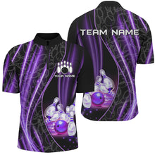 Load image into Gallery viewer, Purple Light Bowling 1/4 Zip Shirt For Men Women Custom Team Bowling Jersey For Couples BDT504