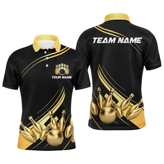 Custom Black&Gold Bowling Polo Shirts Team Bowling Jersey Men And Women BDT521
