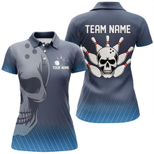 Load image into Gallery viewer, Blue Skull Bowling Shirts Men &amp; Women Custom Polo Bowling Team Jersey Unisex BDT484
