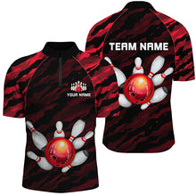 Load image into Gallery viewer, Personalized Red Camo Bowling Shirts Unisex 1/4 Bowling Team Jersey Men Women BDT485