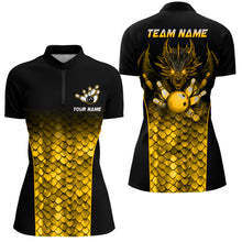 Load image into Gallery viewer, Custom Gold Dragon Bowling 1/4 Zip Shirts For Men And Women Bowling Team Jersey BDT508