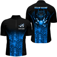 Load image into Gallery viewer, Custom Blue Dragon Bowling 1/4 Zip Shirts For Men And Women Bowling Team Jersey BDT508