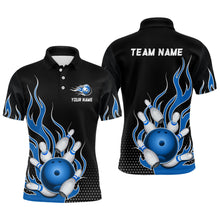 Load image into Gallery viewer, Blue Flame Bowling Polo Shirts for Men And Women Custom Bowling Team Jerseys Unisex BDT477