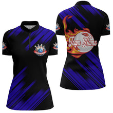 Load image into Gallery viewer, Bowling Quarter-Zip Shirt For Women Custom Flame Bowling Jersey Team Bowling Shirt BDT262