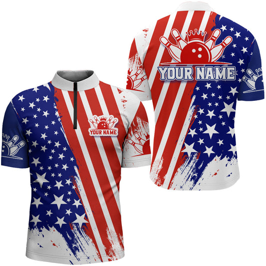 Personalized Bowling Jersey For Men American Bowling Shirt Team Custom Bowling Quarter-Zip Shirt BDT307