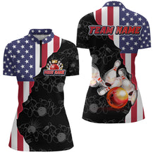 Load image into Gallery viewer, American Bowling Shirt For Women Patriotic Bowling Jersey Team League Bowling Quarter-Zip Shirt BDT313
