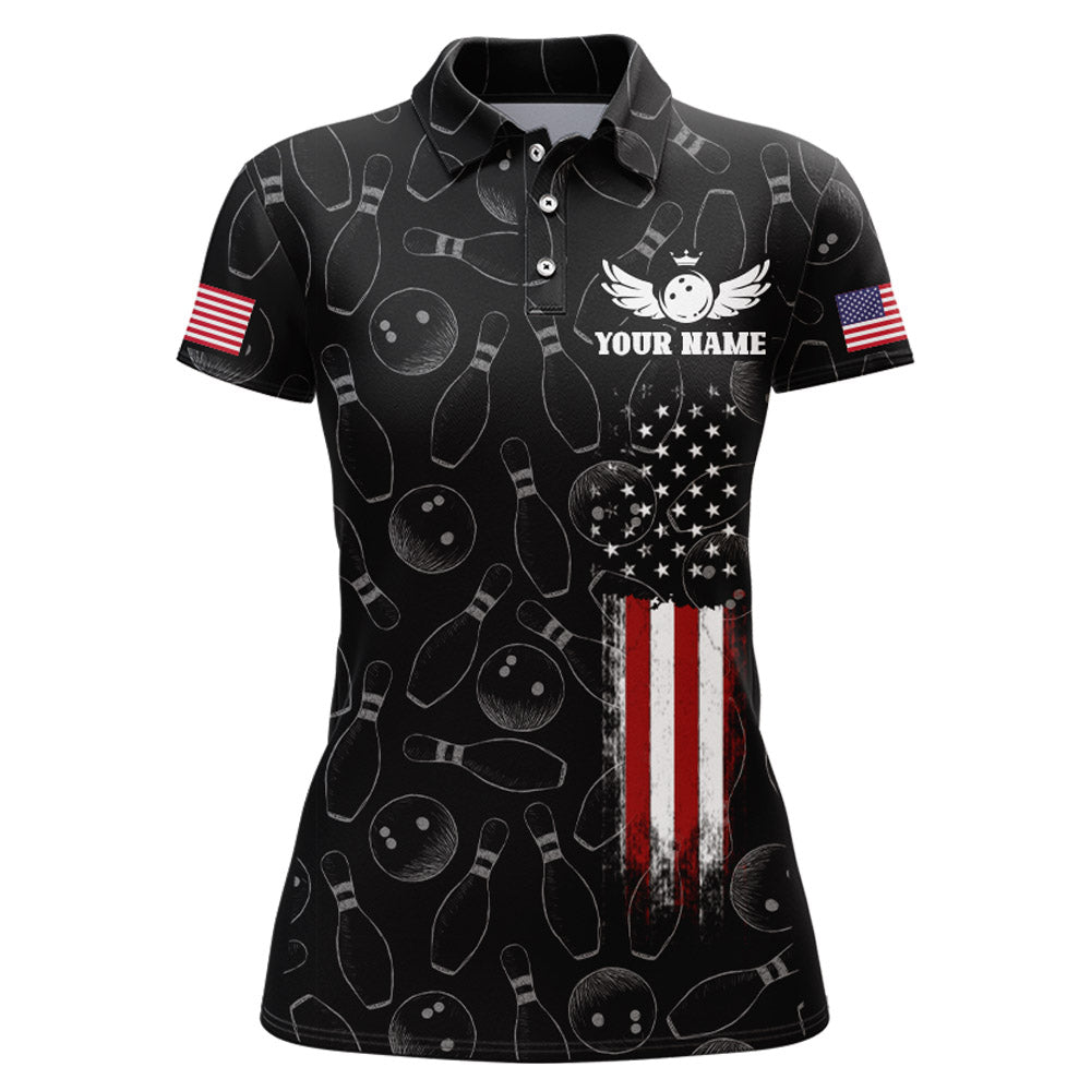 American Bowling Jersey Women Patriotic Bowling Team Shirt Custom Bowling Polo Shirt BDT358