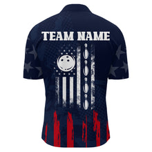 Load image into Gallery viewer, Navy Bowling Quarter-Zip Shirt Men American Bowling Team Jersey Custom Star Bowling Shirts BDT360