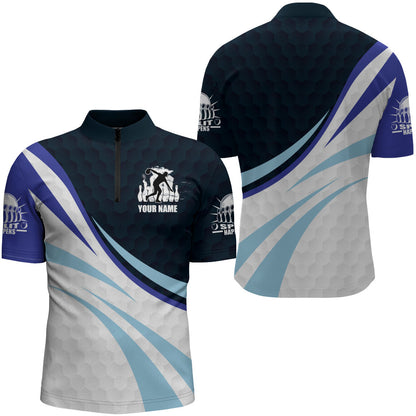 Black&Blue Bowling Jersey For Men Personalized Bowling Quarter-Zip Shirt BDT277
