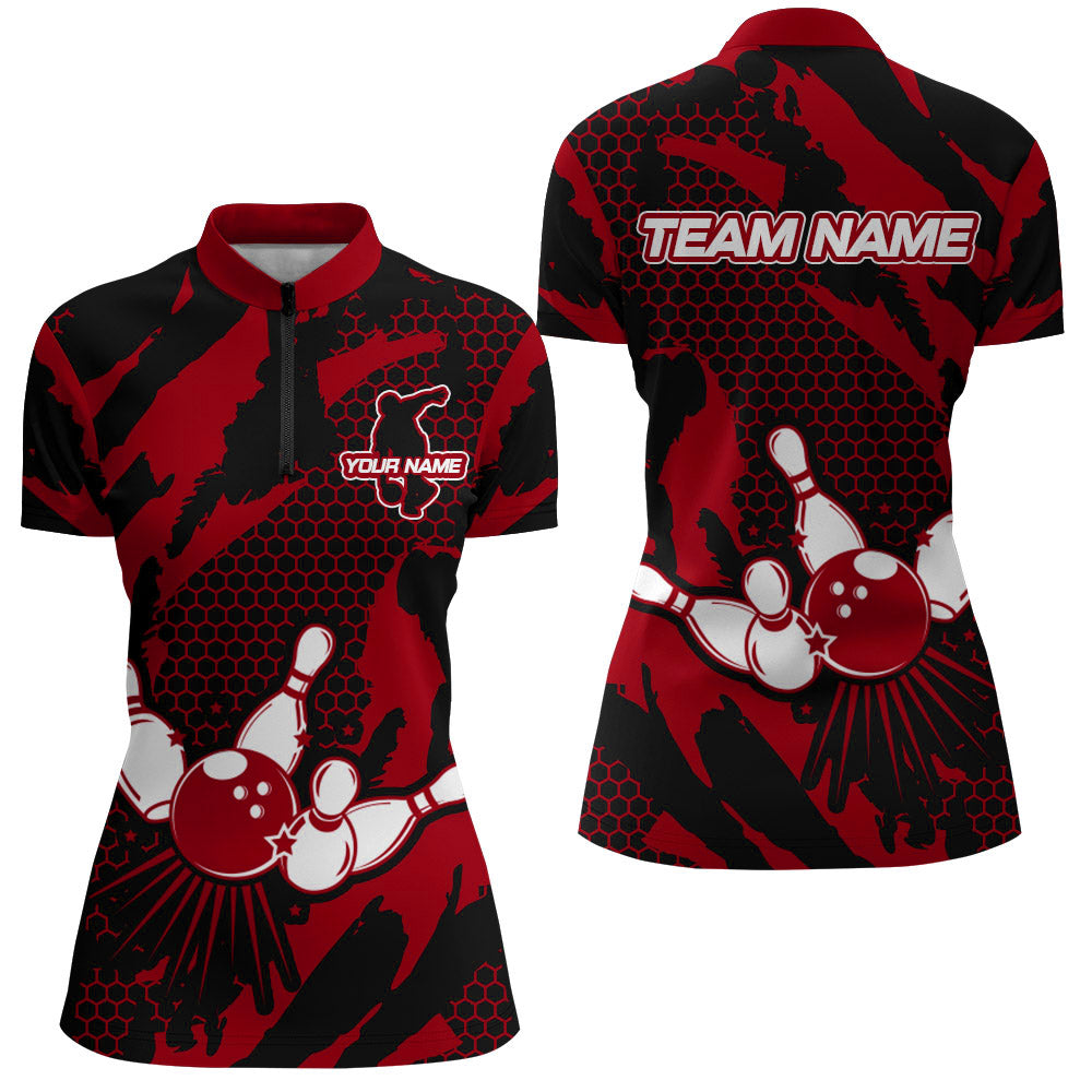 Bowling Jerseys For Women Custom Bowling Quarter-Zip Shirt Team League Bowling Shirts BDT326