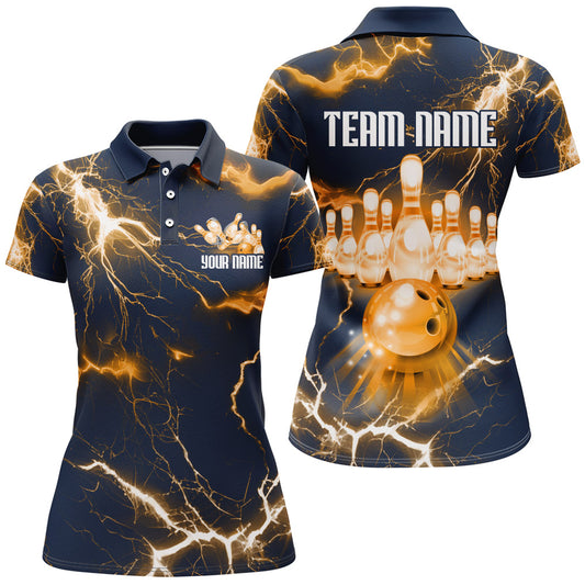 Bowling Polo Shirt For Women Lightning Thunder Bowling Jersey Custom Bowling Jersey BDT389