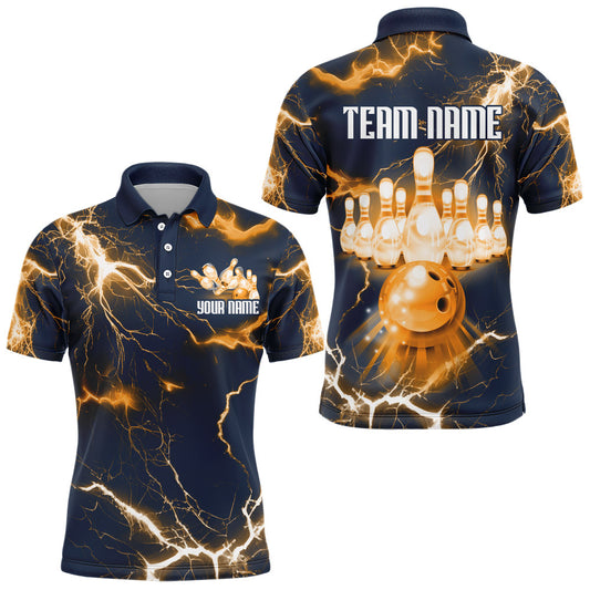 Bowling Polo Shirt For Men Lightning Thunder Bowling Jersey Custom Bowling Jersey BDT389
