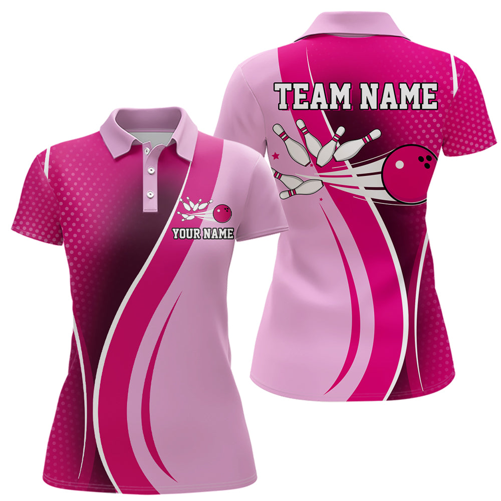 Pink Bowling Shirt For Men & Women Bowling Jersey Custom Team Bowling Shirts Polo BDT588