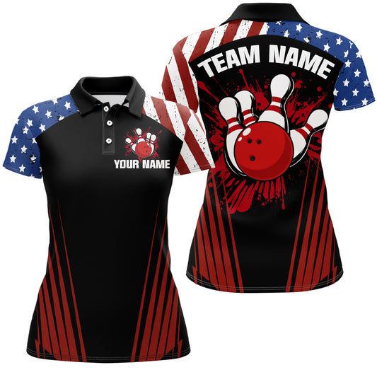 Patriotic Bowling Polo Shirt Men Women Personalized Bowling Jersey Team BDT498
