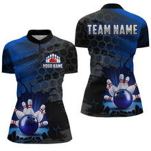 Load image into Gallery viewer, Custom Blue Bowling Shirts For Men &amp; Women Bowling Team League Jersey Unisex Quarter-Zip BDT533