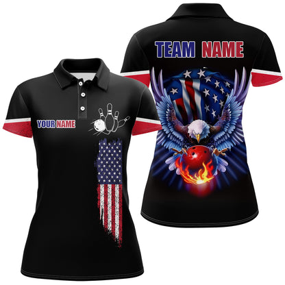 American Bowling Polo Shirt For Men & Women Custom Eagle Bowling Team Jersey Black Unisex BDT539