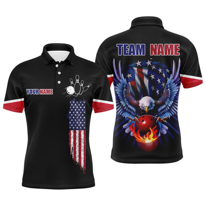 American Bowling Polo Shirt For Men & Women Custom Eagle Bowling Team Jersey Black Unisex BDT539