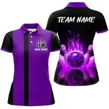 Load image into Gallery viewer, Purple Flame Bowling Shirt for Men &amp; Women Custom Bowling Jersey Team League Bowling Polo BDT547